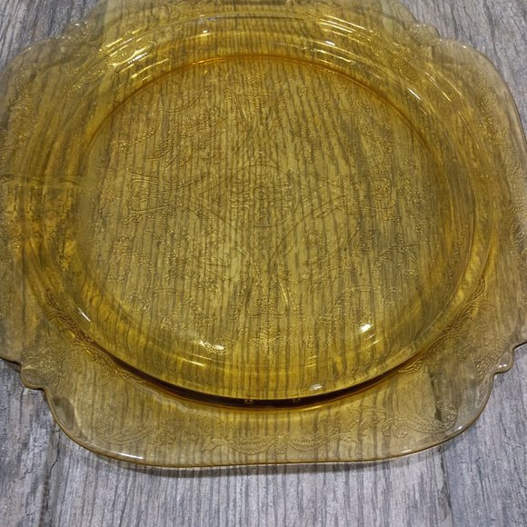 Vintage Federal Glass Recollection Madrid Amber Glass Dinner Plate Sugar Bowl - Picture 7 of 14
